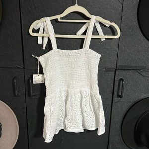 White eyelet toddler girl dress